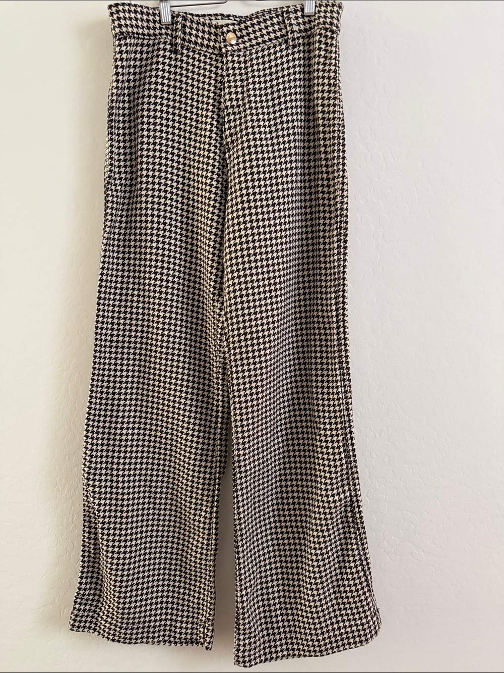 DL1961 Desi Boot Houndstooth Cotton Wide Leg Pants Sz 28 - Picture 5 of 10